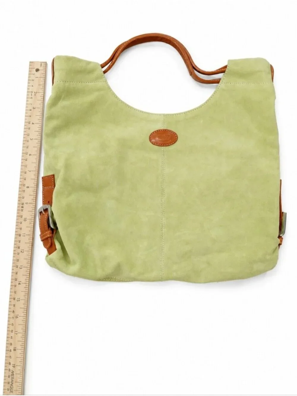 Vintage Tod’s Lime Green Suede Leather Hobo Shoulder Bag Y2K Italian Designer